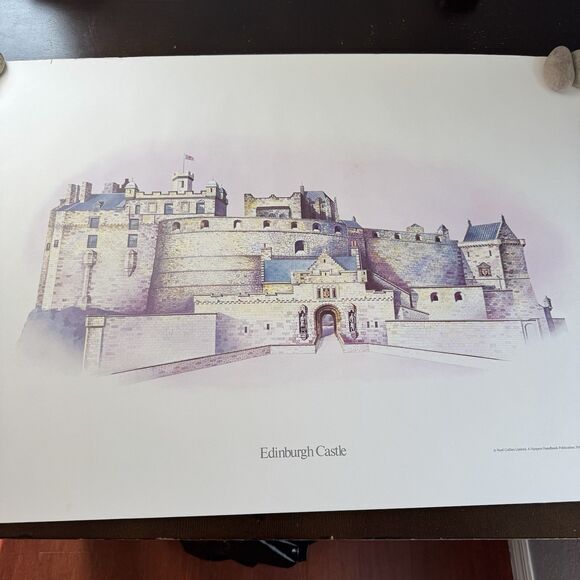 Edinburgh Castle Cardboard Poster Print  34”x23” Noel Collins John Pendleton - Picture 1 of 12